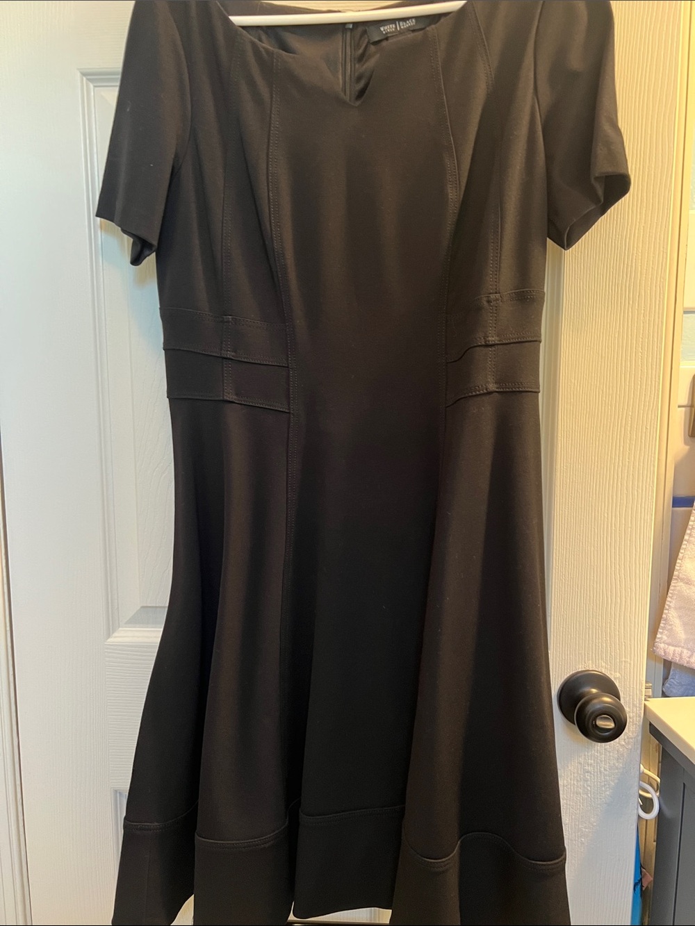 White House Black Market Black Short-Sleeve Midi Dress